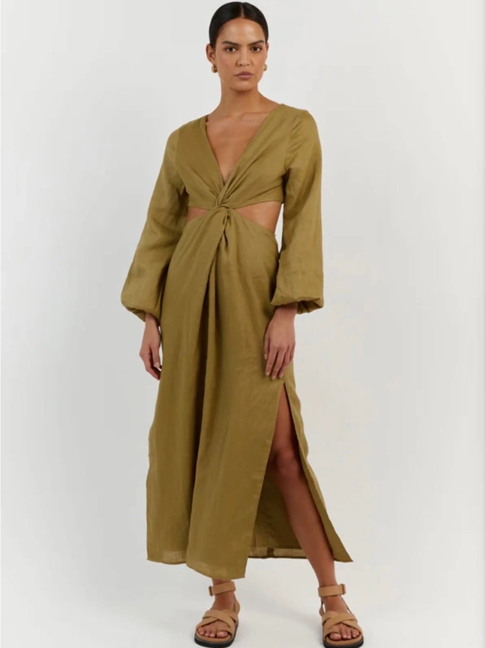 DISSH Olive Twist-Front Maxi Dress